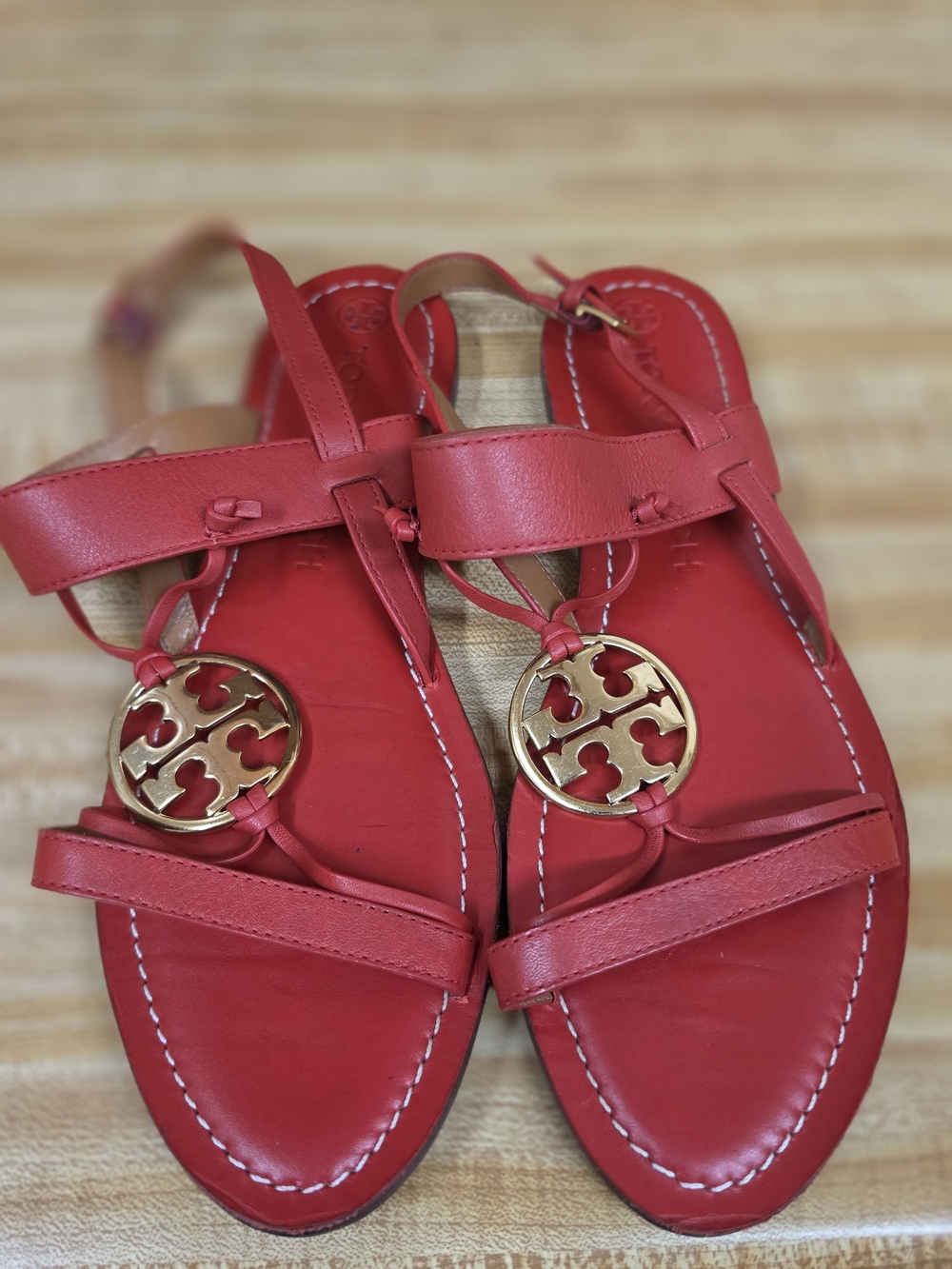 Tory Burch Red Leather Slingback Miller Sandals